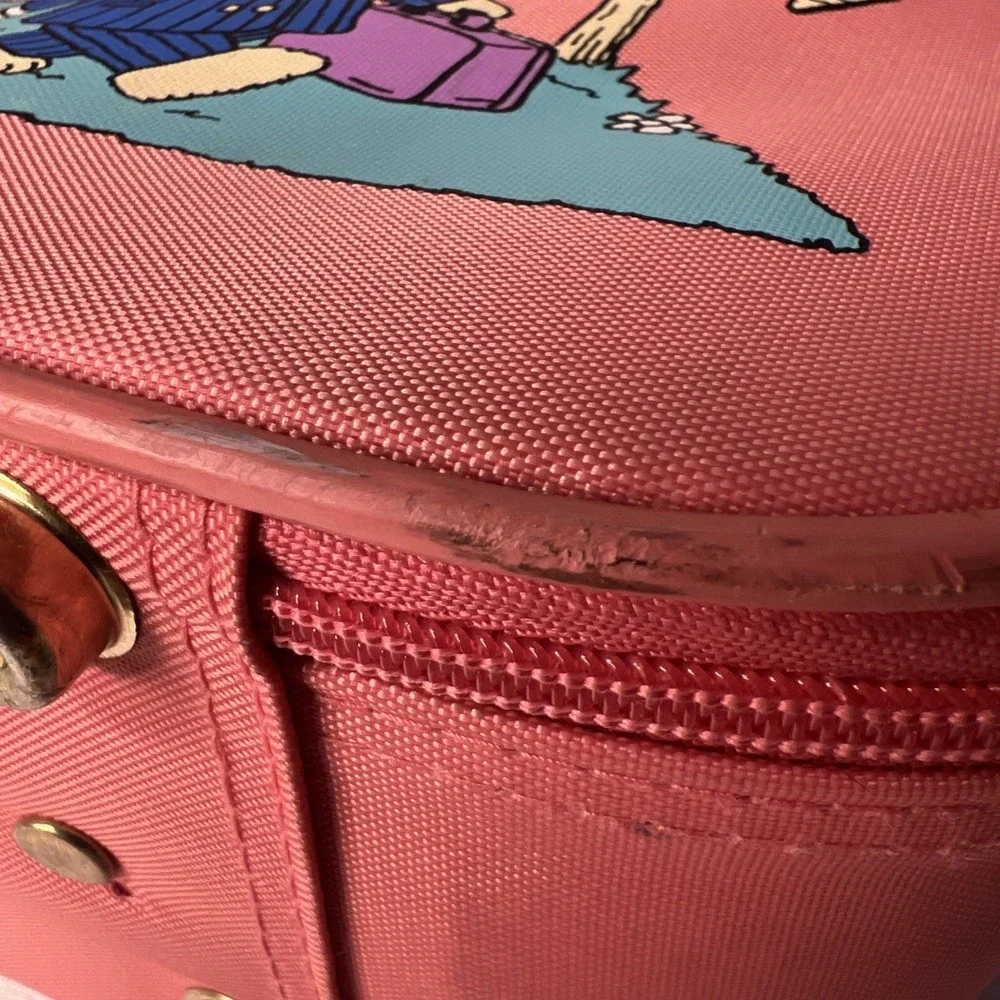 Vintage GOING TO GRANDMA'S Pink 1980s Childs Vinyl Suitcase Travel Carry On